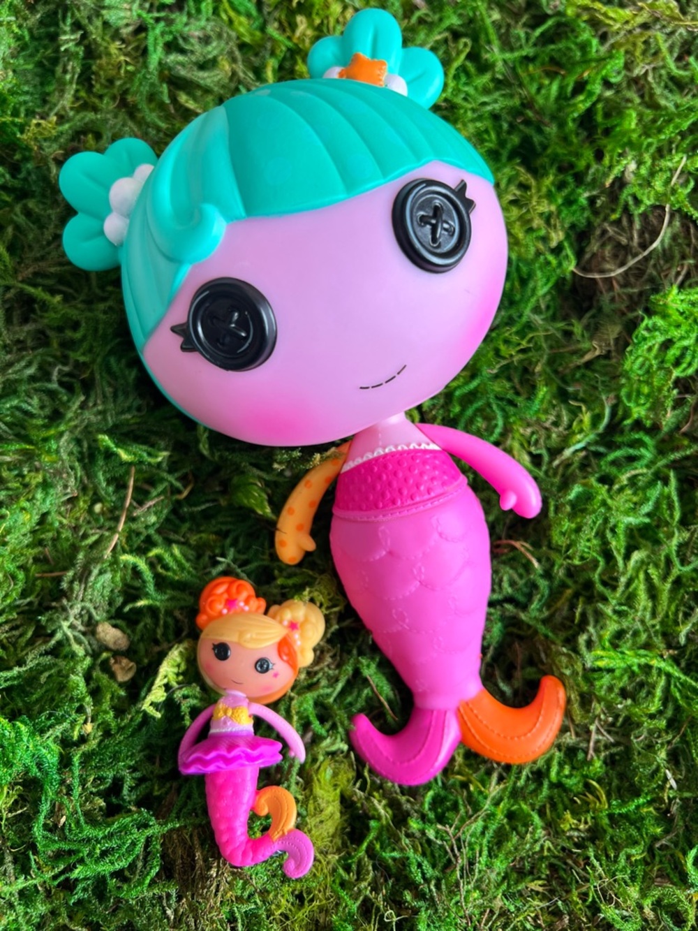 RETRO Lalaloopsy Lala-Oopsies Littles Mermaid Kelp Doll 2013 & Mini mermaid Opal